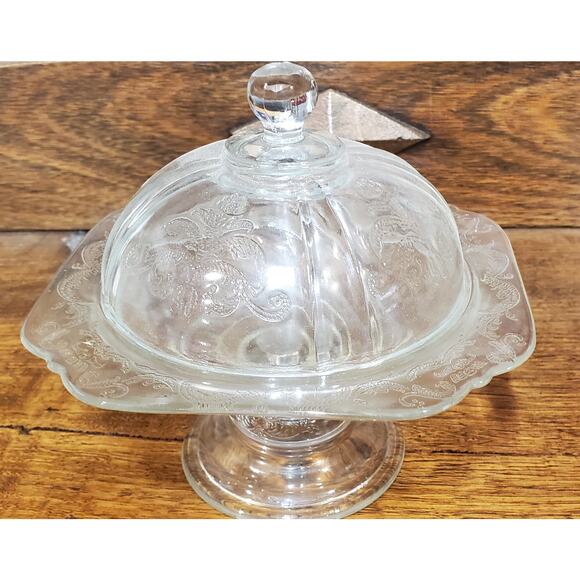 Vintage Covered Butter Cheese Dish Madrid Pattern - Picture 1 of 6